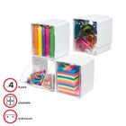 Deflecto Tilt Bin Interlocking Storage Organizer - White - 4 Pack-Bins can be used on a tabletop or hung using the Wall Mounting Bar (22773CR - sold separately)
