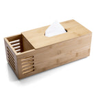 Officemate - Boîte à mouchoirs multifonctionnelle rectangulaire en bambou - Grain de bois naturel-Conçue pour s'adapter aux boîtes de mouchoirs standard