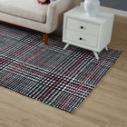 Modway Kaja Abstract Plaid Area Rug - 5 ft W x 8 ft L - Ivory Black/Red-Protect Floors From Traffic/Furniture