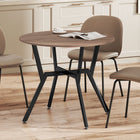 HOMCOM Round Dining Table with Steel Frame for Kitchen - Brown-Use it anywhere—as a dining, coffee, kitchen, or work table