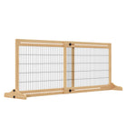PawHut Freestanding Pet Gate with 41"-72" Adjustable Length - Natural-Adjust from 40.9" to 72" (104-183 cm) long to fit a variety of spaces 