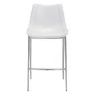 Zuo Magnus Barstool - White/Silver - Set of 2-Plush and durable faux leather fabric