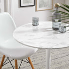 Modway Lippa 28" Round Faux Marble Dining Table - White-Seats 2