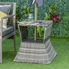 Outsunny Rattan Wicker Outdoor Coffee Table - Mixed Grey-Solid metal frame construction for outdoor use