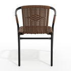 Flash Furniture Dark Brown Rattan Indoor-Outdoor Restaurant Stack Chair-Dark Brown Rattan Seat and Back