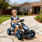 Aosom - Go-kart à pédales avec siège réglable, roues en caoutchouc et amortisseur - bleu-Siège baquet réglable en 3 positions 