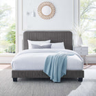 Modway Celine Channel Tufted Performance Velvet Twin Platform Bed - Grey-Solid Wood Legs