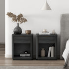 Manhattan Comfort Evelyn 20" Modern 1-Drawer Nightstand 2-Piece Set - Charcoal Grey-Includes 1 Open Shelf and 1 Full Extension Drawer