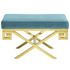 Modway Rove Velvet Performance Velvet Bench - Sea Blue-Non-Marking Foot Pads