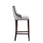 Manhattan Comfort - Tabouret de bar Fifth Avenue 19" traditionnel en similicuir rembourré - gris clair-Comprend une base de repose-pieds