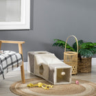 PawHut - Tunnel pour chat en peluche avec deux grottes et balle suspendue - blanc crème-Les multiples entrées permettent aux chats de passer librement 