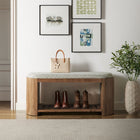 Modway Ashby 45" Geometric Upholstered Bench - Natural/Geometric-Slatted Bottom Shelf for Storage