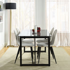 Homy Casa - Chaise de salle à manger rembourrée Charlton - Tissu Beige Ivoire avec pieds en métal noir - Paquet de 4-Style Polyvalent : Complète une variété de styles de décoration intérieure, du moderne au contemporain.