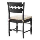 Modway Jax Oak Wood Dining Chair With Wavy Razor Back and Cushion - Black Oatmeal Stripe-Sturdy Side Stretchers