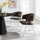 Modway Nella Upholstered Performance Velvet Dining Chair - Chocolate Brown - 2 Pack-Tapered Metal Legs
