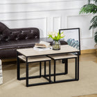 HOMCOM Nesting Coffee Table for Living Room - Natural Wood - 3 Pack-3pc coffee table can be used for multi-purposes, such as side table or nightstand