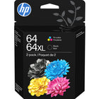 HP 64X/64 Black High Yield/Tri-Colour Standard Yield Ink Cartridges, 2 Pack (3YP23AN)-Up to 2x more prints with Original HP ink vs refill cartridges