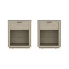 Manhattan Comfort Evelyn 20" Modern 1-Drawer Nightstand 2-Piece Set - Natural-Modern Nightstand for Bedroom and Living Room Use. Set of 2