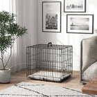 PawHut - Cage pour petit chien en métal pliable 24 po L, avec 2 portes, plateau amovible, coussin doux - noir-Coussin doux lavable pour plus de confort 