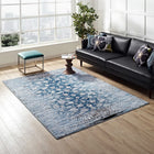 Modway Chiara Distressed Floral Lattice Contemporary Area Rug - 5 ft W x 8 ft L - Moroccan Blue-Tight Low Pile Weave