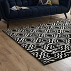Modway Frame Transitional Moroccan Trellis Area Rug - 5 ft W x 8 ft L - Black/White-Gripping Rubber Underside 