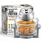 Granitestone Big Boss 16 qt Extra Large Glass Air Fryer with 3 Cooking Sections and Stainless Steel Racks - Silver-Oil-free frying for a healthier crunch: get the crispy crunch you love with little to no oil using 360° convection heat plus a dual bowl design that keeps excess fat away