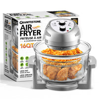 Granitestone Big Boss 16 qt Extra Large Glass Air Fryer with 3 Cooking Sections and Stainless Steel Racks - Silver-Oil-free frying for a healthier crunch: get the crispy crunch you love with little to no oil using 360° convection heat plus a dual bowl design that keeps excess fat away