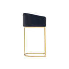 Manhattan Comfort Louvre 21" Mid-Century Modern Leatherette Upholstered Barstool - Black and Titanium Gold-Features a 360-degree swivel and plush upholstery for enhanced comfort and flexibility