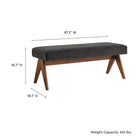 Modway Lyra 47" Fabric Upholstered Bench - Dark Grey-47 Inches