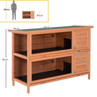 PawHut - Clapier à lapin 2 niveaux, maison pour lapin, en bois, enclos, cage, orange - 53,7 po L x 19,7 po l x 36,6 po H-2 cages individuelles empilées avec 4 portes pour un accès facile aux animaux 