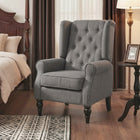 HOMCOM - Fauteuil d’appoint en tissu avec pieds en bois - accoudoirs roulés pour chambre - gris charbon-Pieds en bois peints avec patins antidérapants offrent un équilibre supplémentaire 
