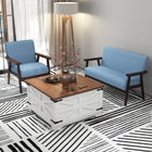 HOMCOM - Fauteuil d’appoint moderne avec siège rembourré - pieds en bois pour chambre - bleu-Placez-le où vous voulez, que ce soit dans le salon, la chambre ou la salle à manger   
