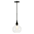 Hudson&Canal - Suspension Ida , 24 cm de large, avec abat-jour en verre - Noir mat/transparent-Associé à un abat-jour en verre transparent en forme de larme
