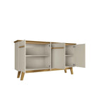 Manhattan Comfort Yonkers 62.99" Mid-Century Modern Sideboard - Off White and Cinnamon-90° Open Door Style Including Soft Close Features