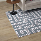 Modway Nahia Geometric Maze Area Rug - 5 ft W x 8 ft L - Ivory Light Grey/Sky Blue-Protect Floors From Traffic/Furniture