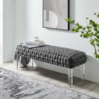 Modway Prologue Woven Performance Velvet Ottoman - Grey-Acrylic Legs