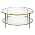Hudson&Canal - Table basse ron Sivil 91 cm de large avec plateau en verre - Laiton-Un design contemporain moderne pour votre salon, votre bureau et plus encore