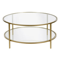 Hudson&Canal - Table basse ron Sivil 91 cm de large avec plateau en verre - Laiton-Un design contemporain moderne pour votre salon, votre bureau et plus encore