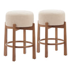 Zuo Nade Counter Stool - Beige/Walnut - Set of 2-Rubberwood leg