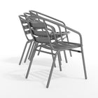 Flash Furniture Silver Metal Restaurant Stack Chair with Aluminum Slats-Integrated Arms
