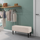 HOMCOM Storage Ottoman with Wooden Legs and 57 L Capacity - Cream White-Storage under the seat lets you put away things that don't have a place