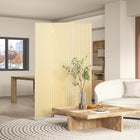 HOMCOM 3 Panel Bamboo Hand-Woven Freestanding Room Divider for Home Office - Natural Wood-Woven design bamboo panel with rose gold and silver thread for a natural tone and chic style

