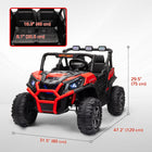 Qaba 24V 7AH Big Battery Powered Kids Ride Car with 2 Seater - Red-Offers 3 adjustable speeds, with a slow start function for enhanced safety 