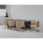 Manhattan Comfort - Chaise de salle à manger moderne Aura 62 cm en velours capitonné, sable et laiton poli-Structure en acier inoxydable avec finition laiton poli