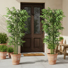 Outsunny 6' Artificial Bamboo Trees in Pot - Green - 2 Pack-Low maintenance required
