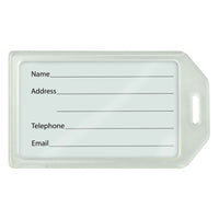 Beslayn - Étiquettes de bagages lourdes avec boucles en plastique - Couverture de fenêtre et inserts inclus - Transparent - Pack de 10-Tient votre carte de visite ou l'insert inclus