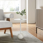 Modway Aliza Round White Marble Side Table - White White-Versatile Accent Table