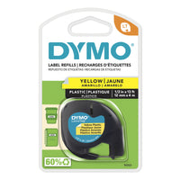 DYMO LetraTag Label Tape - 12mm (1/2") - Black Print on Yellow Label-Dymo LetraTag Series tape