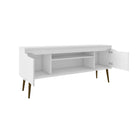 Manhattan Comfort Bradley 62.99" Mid-Century Modern TV Stand - White-Fashionable Splayed Legs made from Solid Wood for Extra Durability
