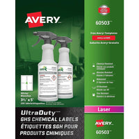 Avery UltraDuty White GHS Chemical Labels, 3 1/2" x 5", 200 Pack, (60503)-Permanent, Rectangular label